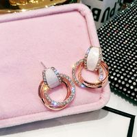 Fashion Rhinestone-encrusted Geometric Circle Metal Earrings Wholesale main image 3