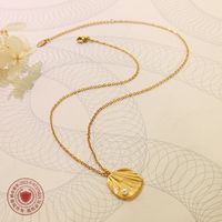 Simple Freshwater Pearl Shell Scallop Women's Titanium Steel Plated 18k Gold Necklace main image 3