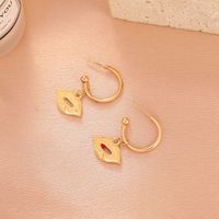 New Creative Sexy Red Lips Earrings Female Fashion Exaggerated C-shaped Earrings main image 5