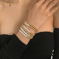 European And American Simple Handmade Beaded Bracelet Geometric Imitation Pearl Elastic Bracelet main image 1