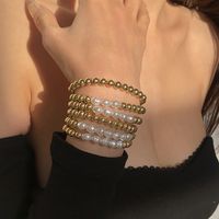 European And American Simple Handmade Beaded Bracelet Geometric Imitation Pearl Elastic Bracelet main image 3