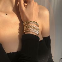 European And American Simple Handmade Beaded Bracelet Geometric Imitation Pearl Elastic Bracelet main image 4