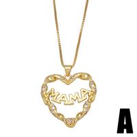 Fashion Mama Hollow Heart Shaped Letter Mom Inlaid Zircon Copper Pendant Necklace main image 3