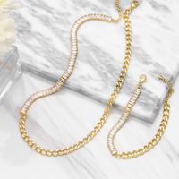 Copper Zircon Necklace Female European And American Stitching Clavicle Chain Bracelet main image 6