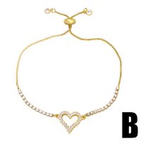 Fashion Copper Micro-inlaid Zircon Chain Heart Eight-pointed Star Pull Bracelet Female main image 4