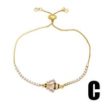 Fashion Copper Micro-inlaid Zircon Chain Heart Eight-pointed Star Pull Bracelet Female main image 5