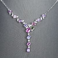 Vintage Sapphire Colorful Purple Pink Zircon Copper Tourmaline Set Necklace main image 1