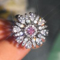 New Cut Diamond Ring Imitation Natural Argyle Pink Zircon Copper Ring main image 2