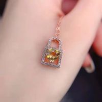 Fashion Cute Micro-encrusted Diamond Heart Lock Necklace Copper Pendant main image 3