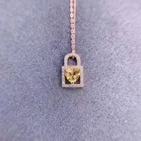 Fashion Cute Micro-encrusted Diamond Heart Lock Necklace Copper Pendant main image 5
