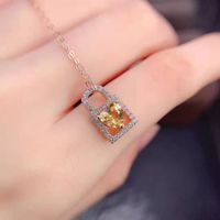 Fashion Cute Micro-encrusted Diamond Heart Lock Necklace Copper Pendant main image 6