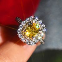 New Luxury Citrine Copper Diamond Double Layer Micro-set Open Female Ring main image 1