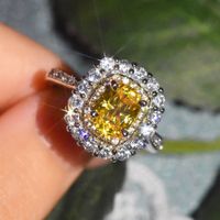 New Luxury Citrine Copper Diamond Double Layer Micro-set Open Female Ring main image 3