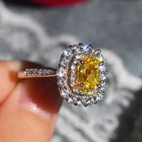 New Luxury Citrine Copper Diamond Double Layer Micro-set Open Female Ring main image 6
