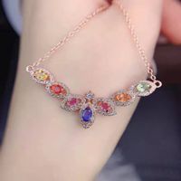 Vintage Colorful Jewelry Inlaid Tourmaline Micro-encrusted Zircon Copper Necklace main image 1
