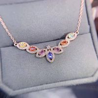 Vintage Colorful Jewelry Inlaid Tourmaline Micro-encrusted Zircon Copper Necklace main image 6