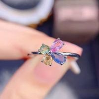 Simple Color Tourmaline Ring Butterfly Color Treasure Opening Copper Ring main image 1