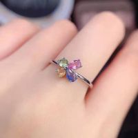 Simple Color Tourmaline Ring Butterfly Color Treasure Opening Copper Ring main image 3
