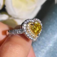 New Luxury Colored Gemstone Citrine Heart Open Copper Ring Wholesale main image 5