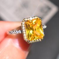 New European And American Luxury Inlaid Yellow Diamond Two-color Copper Ring main image 5