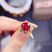 Fashion Plated 18k Ring Snowflake Full Diamond Open Copper Ring main image 3