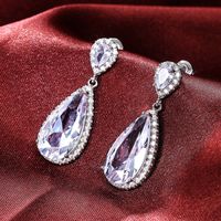 Fashion Geometric Inlaid Semi-precious Stone  Water Drop Shaped Copper Earrings Wholesale main image 5