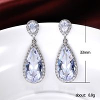 Fashion Geometric Inlaid Semi-precious Stone  Water Drop Shaped Copper Earrings Wholesale main image 6