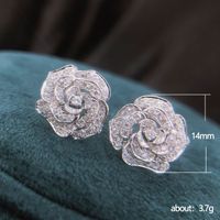 Retro Hollowed Flower Shaped Inlaid Zircon Copper Earrings Wholesale main image 4