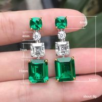 Vintage Geometric Emeraldinlaid Zircon Copper Earrings main image 4