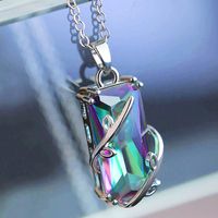 Fashion Colorful Zirconium Copper Necklace Topaz Leaf Necklace main image 1