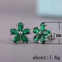Korean Flower Shaped Inlaid Semi-precious Stone Copper Earrings main image 6