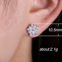 Simple Geometric Flower Shaped Inlaid Zircon Copper Earrings Wholesale main image 6