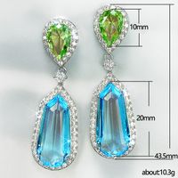 Fashion Sea Blue Zircon Geometric Copper Earrings Wholesale main image 6