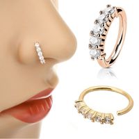 Simple Geometric Inlaid Semi-precious Stone Nose Copper Ring Earrings Wholesale main image 1