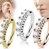 Simple Geometric Inlaid Semi-precious Stone Nose Copper Ring Earrings Wholesale main image 3