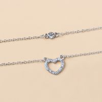 Simple New Small Round Rhinestone Heart Circle Double Layer Necklace main image 5