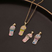 New Trendy Brand Jewelry Evil Eye Slippers Pendant Niche Oil Drop Copper Necklace main image 1