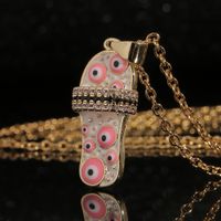 New Trendy Brand Jewelry Evil Eye Slippers Pendant Niche Oil Drop Copper Necklace main image 3