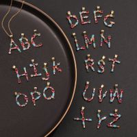 Mode Kupfer Mikro-verkrustete Zirkon Anhänger Farbe Englisch Brief Halskette Großhandel main image 2
