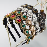 Mode Einfaches Flanell Eingelegte Perlenfarbe Strass Blumenstirnband Barockes Retro-stirnband main image 2