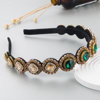Mode Einfaches Flanell Eingelegte Perlenfarbe Strass Blumenstirnband Barockes Retro-stirnband main image 3