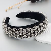 Creative New Alloy Diamond Rhinestone Glass Drill Flannel Geometric Wide-brimmed Headband Female main image 4