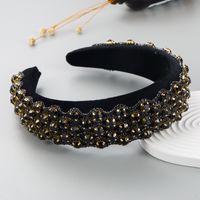 Creative New Alloy Diamond Rhinestone Glass Drill Flannel Geometric Wide-brimmed Headband Female main image 5
