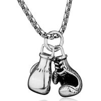 Simple Pendentif En Acier Inoxydable Double Boxe Composite Combinaison Gants Collier main image 1