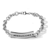 Pulsera De Hombre De Marca Curvada Cuadrada De Acero De Titanio, Joyería De Mano Con Letras Simples main image 6