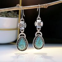 Nuevos Pendientes Retro Turquesa Creativos Estilo Étnico Flores De Moda Y Pendientes Colgantes main image 1