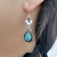 New Creative Retro Turquoise Earrings Ethnic Style Fashion Flowers And Drop Earrings main image 3
