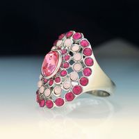 Fashion Rose Red Opal Ring Gemstone Alloy Ring main image 2