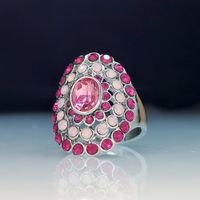 Fashion Rose Red Opal Ring Gemstone Alloy Ring main image 3