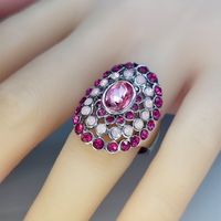 Fashion Rose Red Opal Ring Gemstone Alloy Ring main image 4